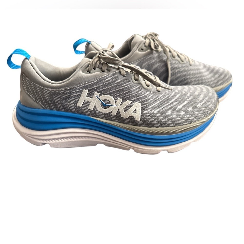 SOLD - HOKA One One Gaviota 5 men’s size 9.5 Wide in grey and blue - Picture 1 of 10